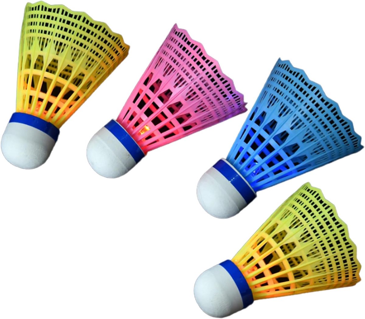 LED Shuttlecock Set - Verlichte Bal - Avond Sport - Kleurrijk Licht Effect - 23cm Lengte - Meerdere Kleuren