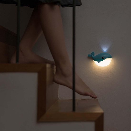 Wandlamp Bewegingsmelder - Nachtlamp Dier - Kinderkamer Decoratie - Oplaadbaar Draadloos - 100 Lumen - Blauw van Merkloos — afbeelding 5