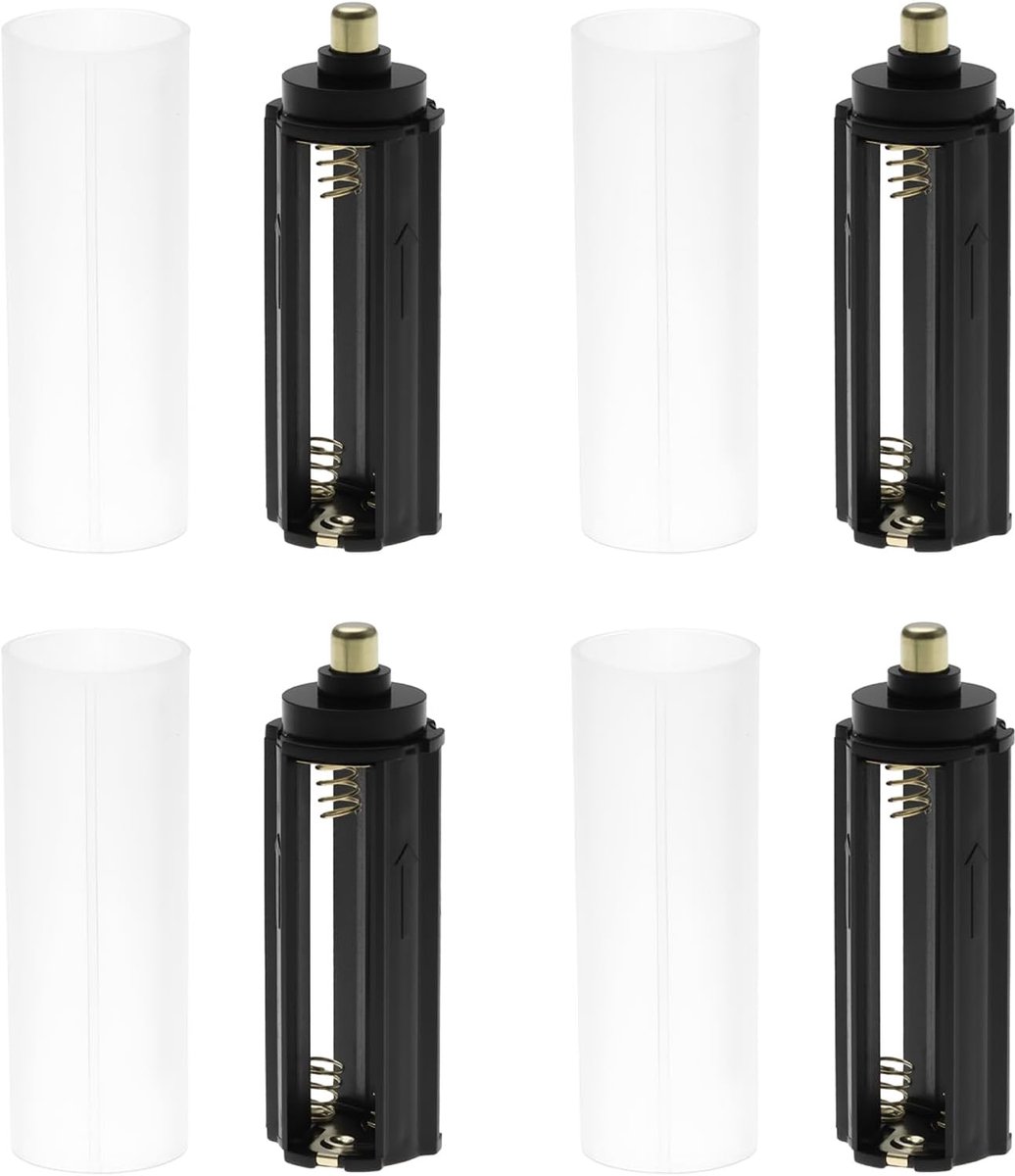 Batterij Adapter Set - Adapter Houders - Zaklamp Gebruik - Set van Vier - Wit Zwart