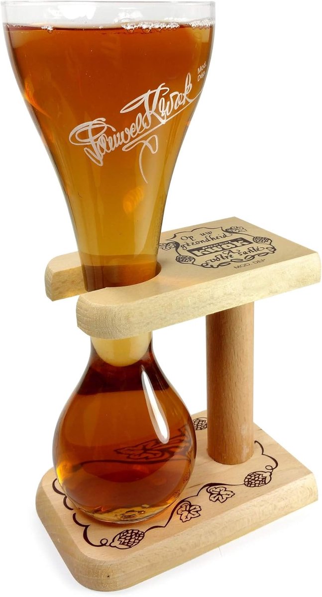 Bierglas met standaard - Speciaal glas - Bier proeven - Originele vormgeving - 03 liter - Bruin