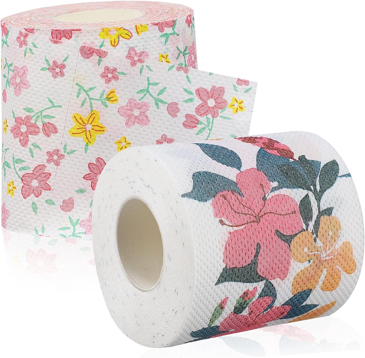 Toiletpapier Rollen - Bloemenprint Papier - Huishoudelijk Gebruik - Zachte Textuur - 10.5 cm - Gedrukt