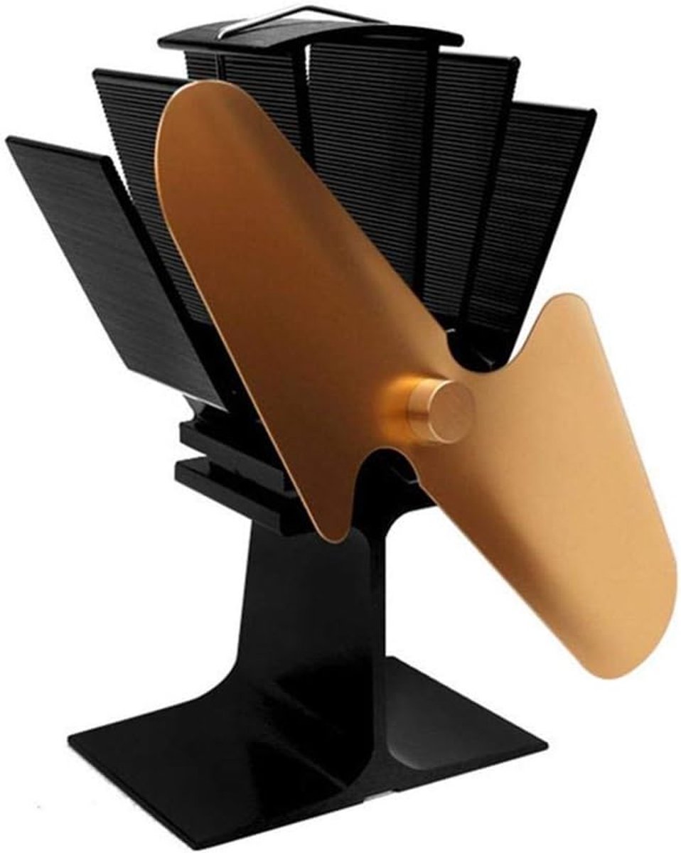 Kachelventilator Warmteaangedreven - Eco Ventilator - Houtkachel Gebruik - Stille Werking 4 Bladen - 8.8 x 7.1 cm - Brons