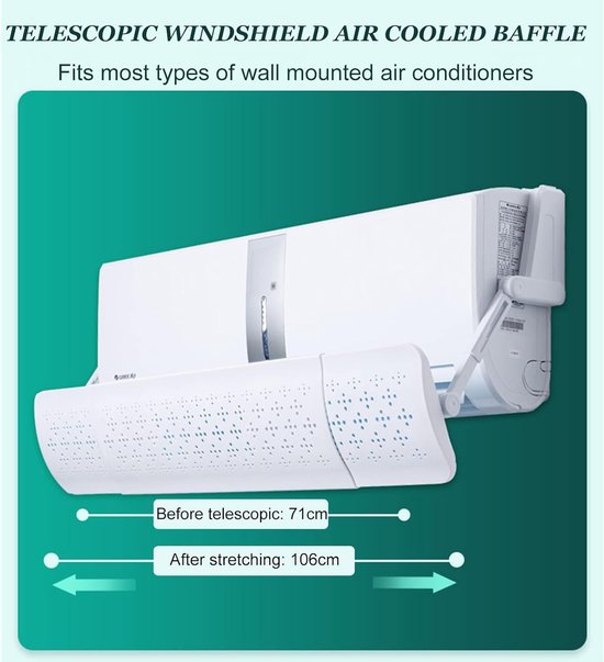 Airco Windscherm - Luchtstroom Regelaar - Directe Lucht Sturen - 180 Graden Draaibaar - 71-106cm Verstelbaar — afbeelding 5