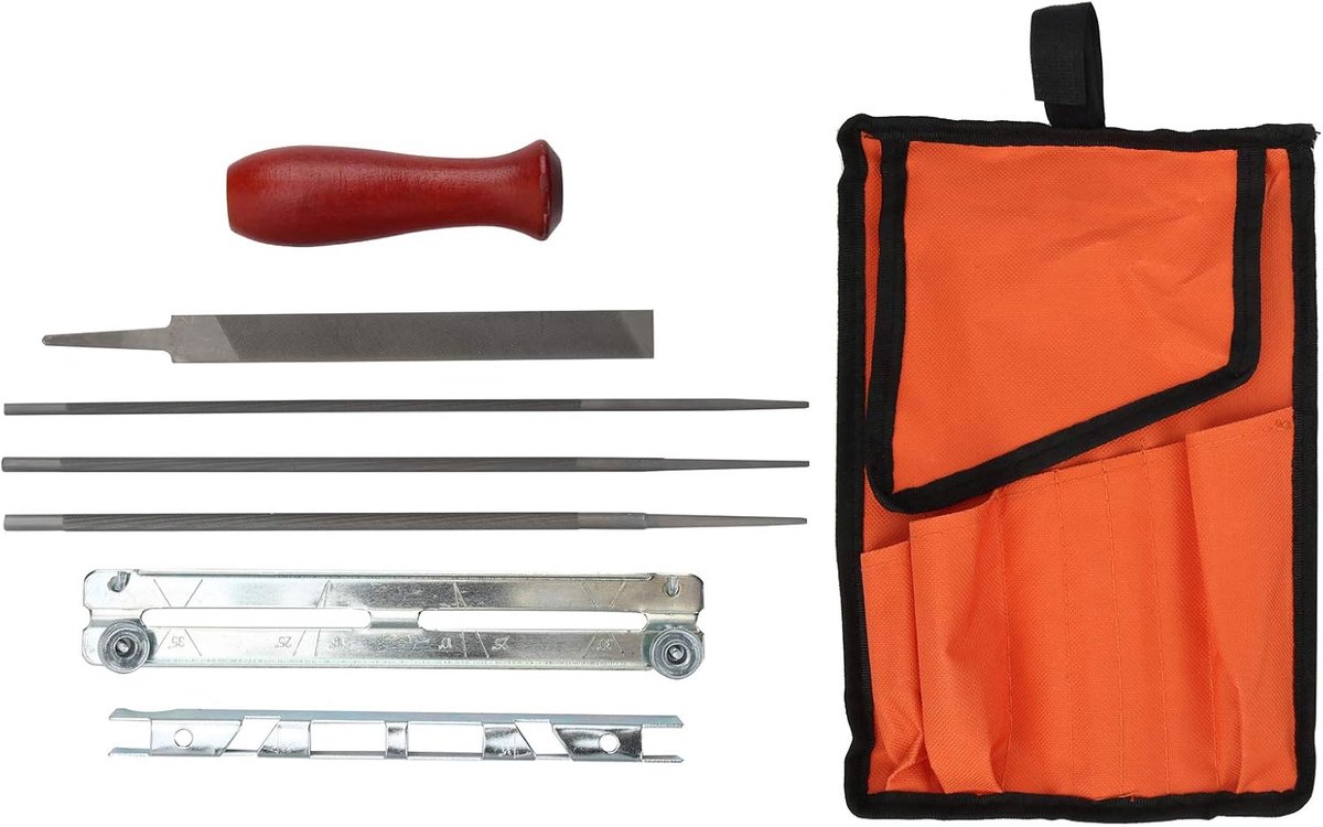 Kettingzaagslijpset - Slijp set - Zaagblad onderhoud - Compleet gereedschap - 8-delig - Oranje tas