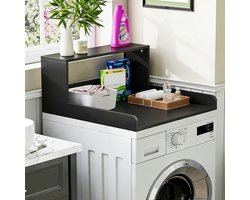 Wasmachine Werkblad - Droger Plateau - Opbergen Wasruimte - Met Randen - 80x80x15 cm - Zwart