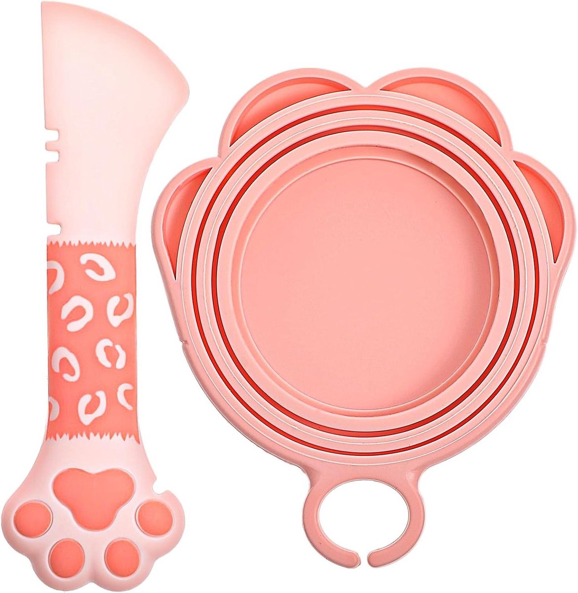 Allecto Plus – Universele siliconen deksel voor kattenvoer met lepel – Voedingslepel voor kattenvoer – Deksel voor kattenvoer – Voedseldoos – Kattenvoer – Cadeau (A)