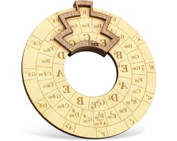 Omslag van Houten Melodiehulpmiddel 16cm - Muzikaal Educatief - Akkoordwiel Kwintencirkel - Bas Gitaar Piano Viool