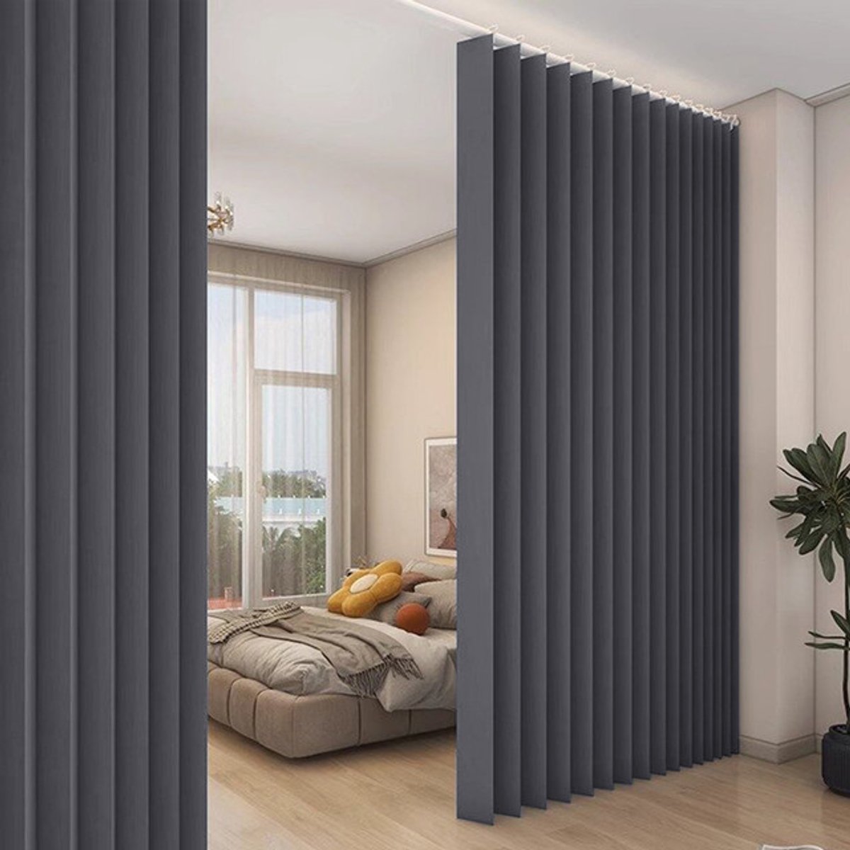 Verduisterende Gordijnen - Qelus - Gordijn Kant en Klaar - Blackout Curtains met Metalen Haken -B 254 x H213cm - Donkergrijs - 1 stuks