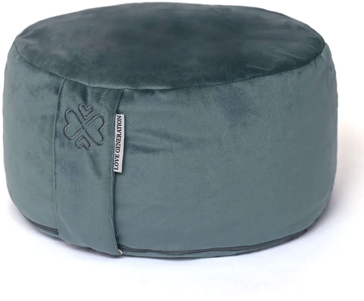 Love Generation - Meditatiekussen - Rond - Velvet - Steenblauw