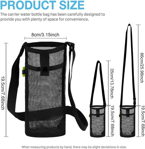 1 x waterflessentas, verstelbare riem, perfect voor strand, wandelen, kamperen en outdoorsporten, duurzaam en antislip materiaal, zwart — afbeelding 5