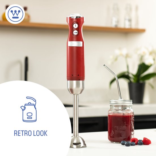 Westinghouse Retro Staafmixer - 600W - Rood - Met Turbo-Functie van Westin — afbeelding 2
