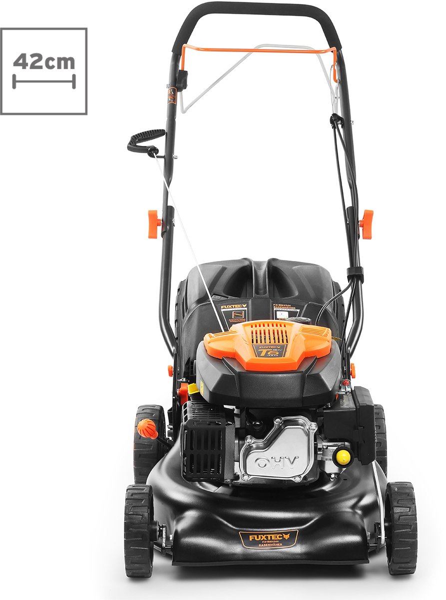 FUXTEC FX-RM4346 Benzine Grasmaaier – 3-in-1 – 43 cm – Zelfrijdend met Achterwielaandrijving – Mulchfunctie & 40L Opvangbak – Big Wheels – foto 7
