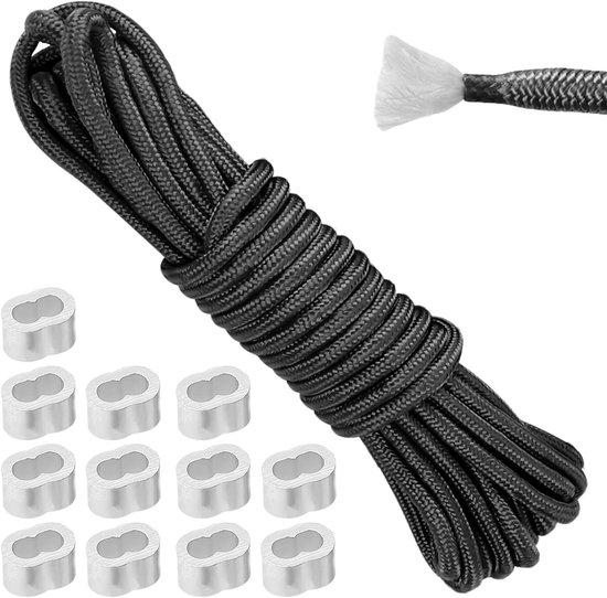 XHTXHT Elastisch rubberen koord, 3 mm, 24 koordstoppers, 2 gaten, zwart, 30 klemmen, voor trekkoord, rugzak, kleding, waslijnen, tentbevestiging