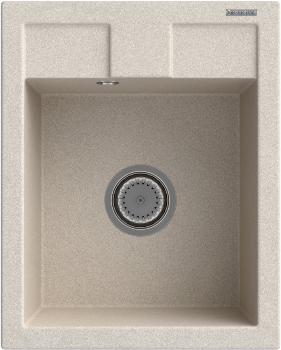Granitan Spoelbakken Keuken Granieten Best - Enkele Spoelbak - met Sifon - 50x40x18cm - Beige