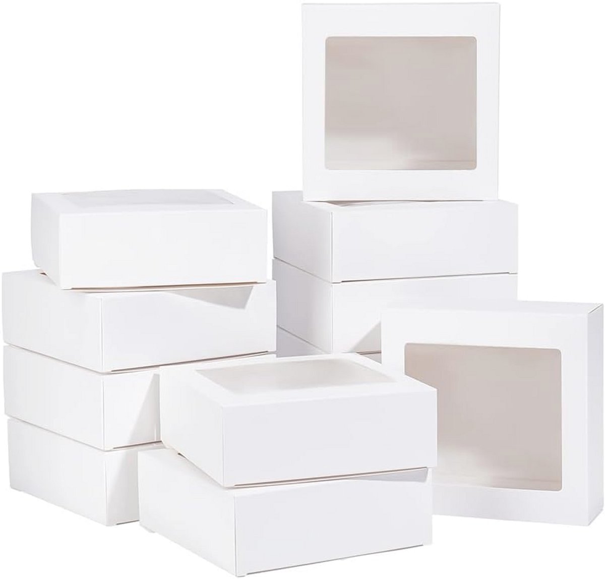 Kraftpapieren geschenkdozen met doorzichtig venster - 16 stuks - Perfect voor huwelijk en ambacht