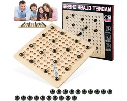 Allecto Plus - Magnetisch Schaakspel met Stenen Tafel en Magneet Bordspel voor Gezinnen - Strategisch Schaakset voor Feestjes en Reisspellen - Puzzel en Vechtschaak met Magnetisch Schaakbord - Bordspel voor Familiedagen - 70 karakters