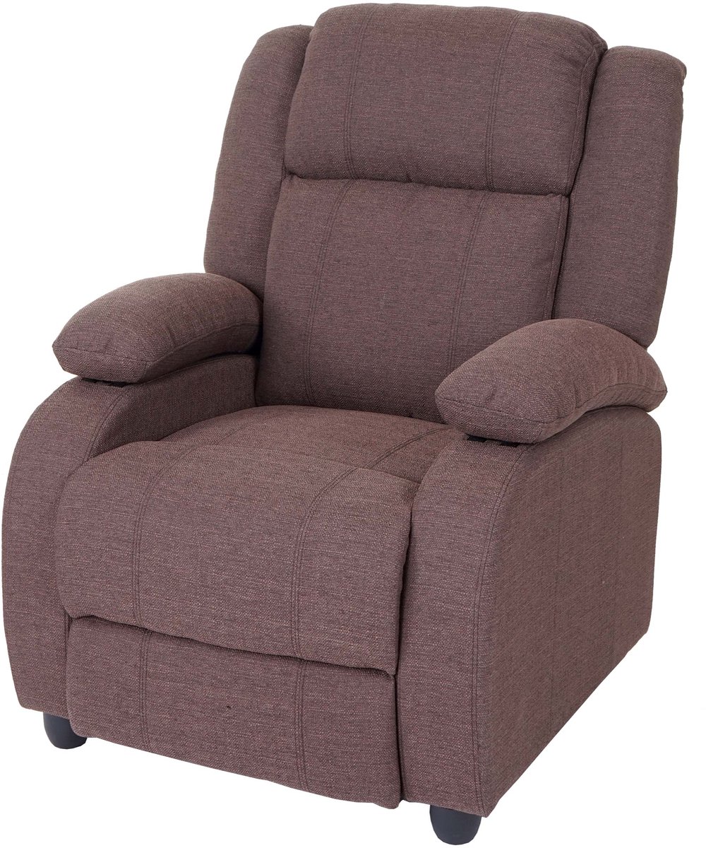 MCW TV fauteuil Lincoln, fauteuil met verstelbare rugleuning, stof/textiel ~ mahonie