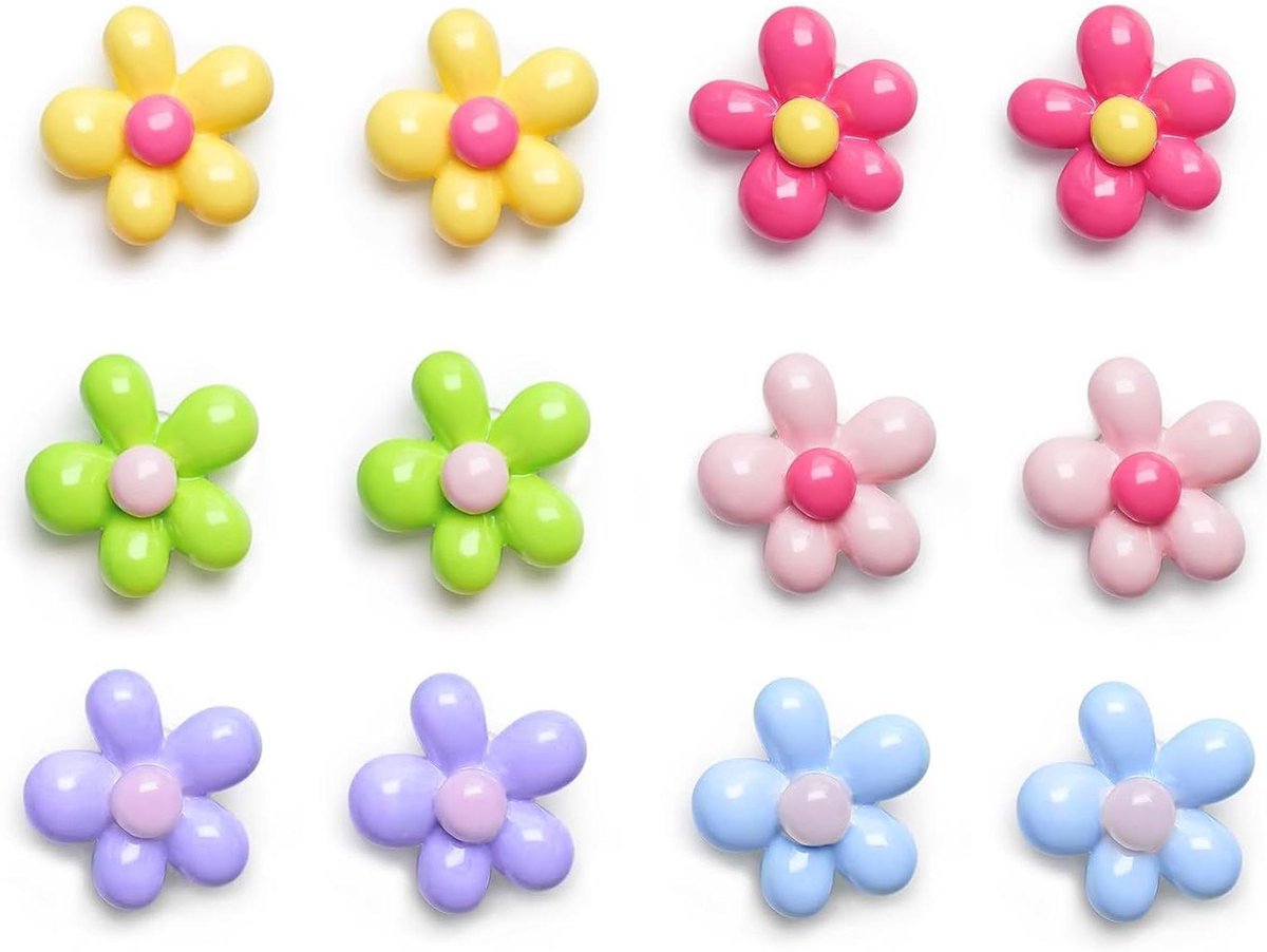 Set van 12 kleurrijke bloemenkoelkastmagneten - Decoratieve magneten voor magneetbord en prikbord