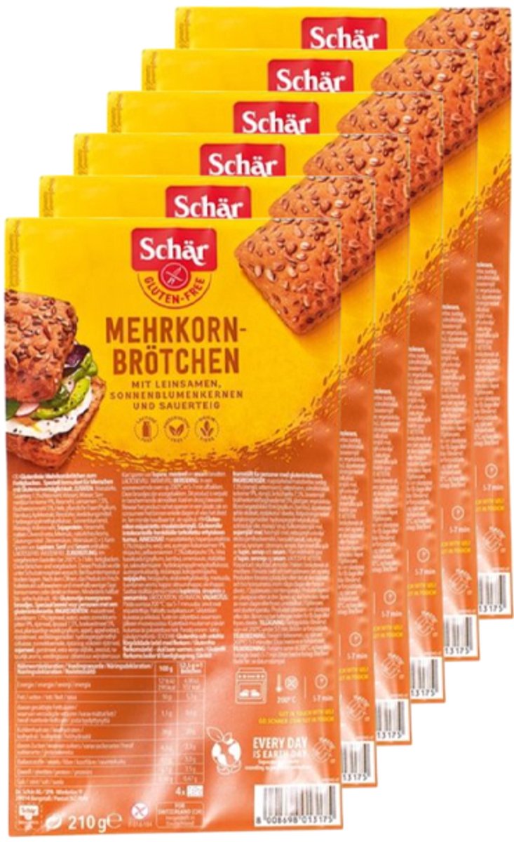 Schär | Glutenvrij | Meergranenbroodjes | 6 stuks | 6 x 210 g