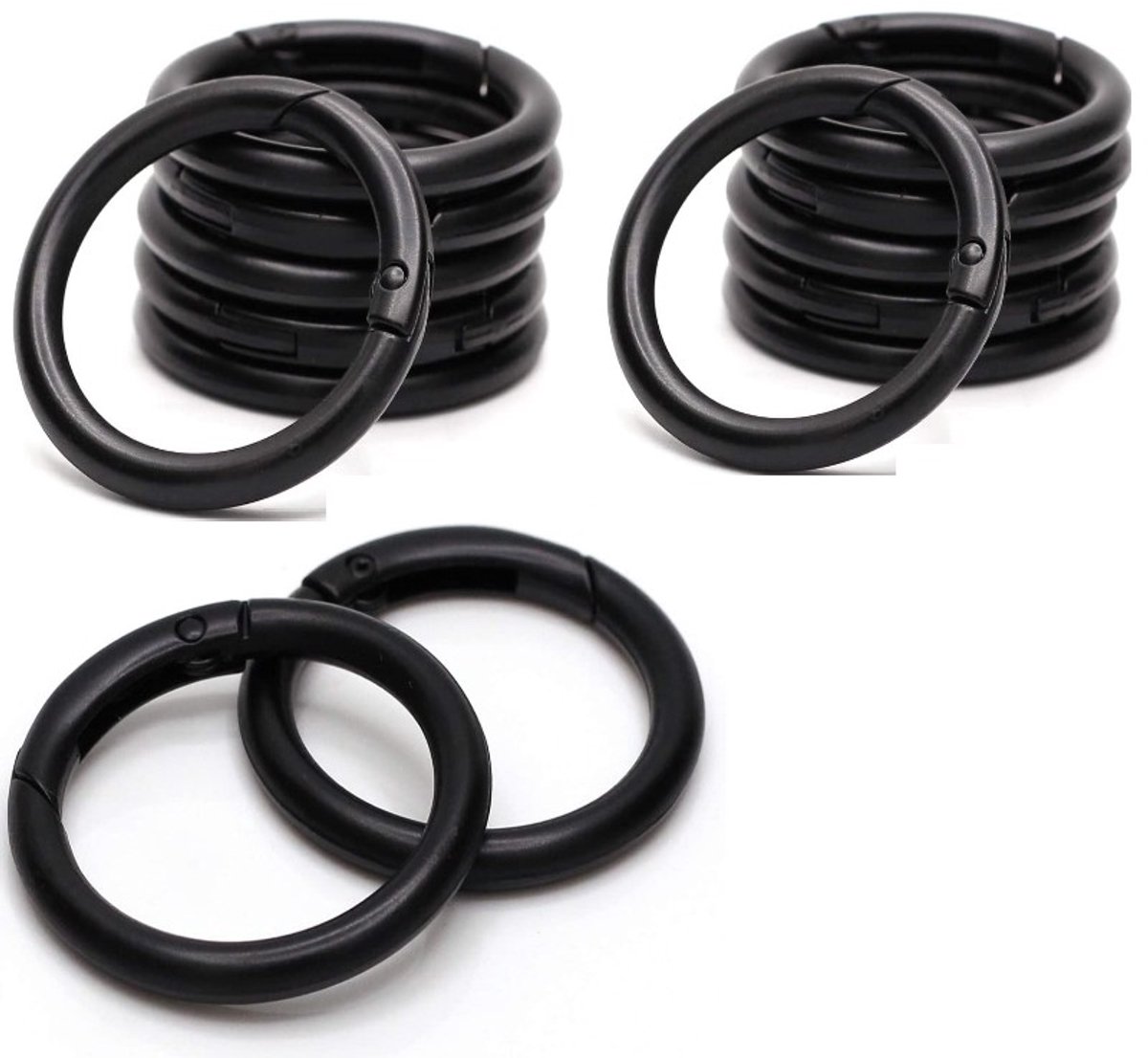 Ronde karabijnhaak / openingsringen 15-pack