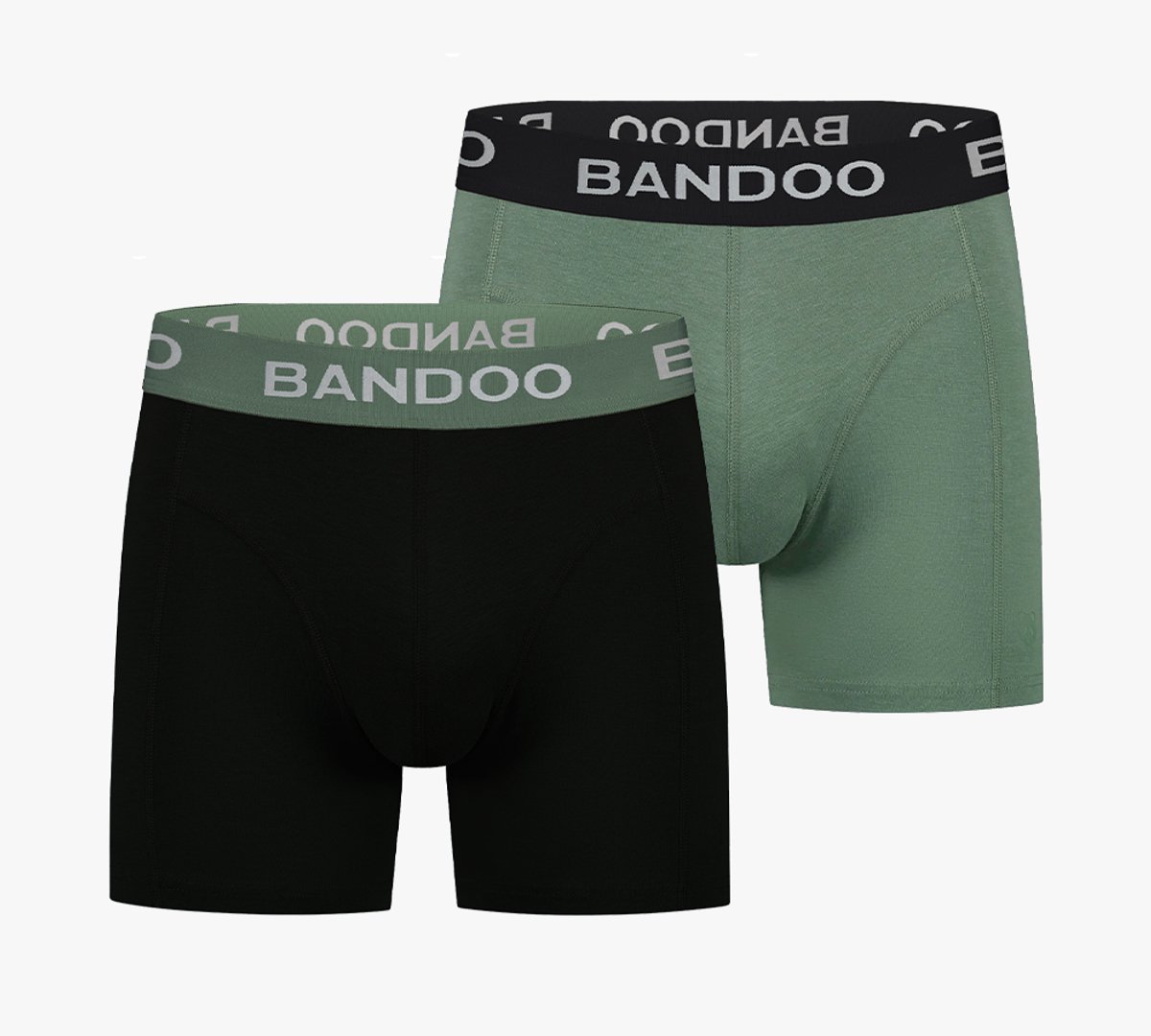 Bandoo Men's Bamboo - boxershorts heren - heren ondergoed - boxershorts - 2 Pack - Black - Green - Size : XXL