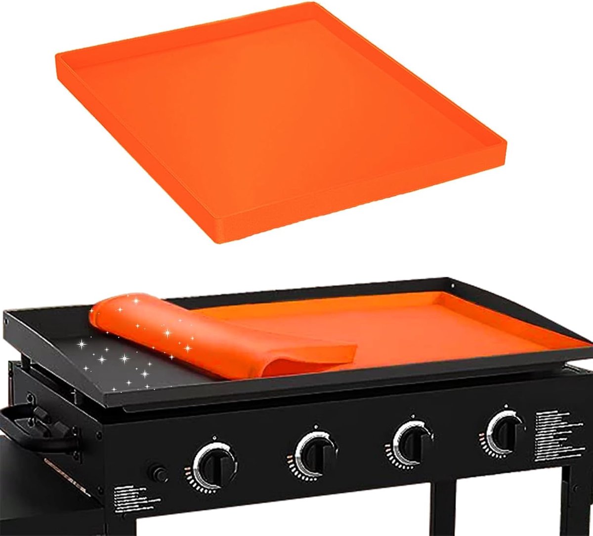 Silicone Grill Mat - Herbruikbare Buitenmat - Bescherming tegen Bladeren (Oranje, 28 Inch)