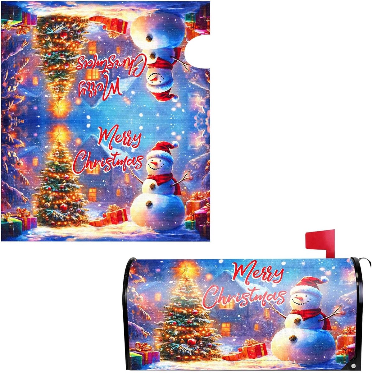 Kerst Magnetic Mailbox Cover - 53x46cm Standaardformaat - Waterdichte Merry Christmas Post Mailbox Wrap Cover voor Tuinbox Decoratie - Buiten en Tuin