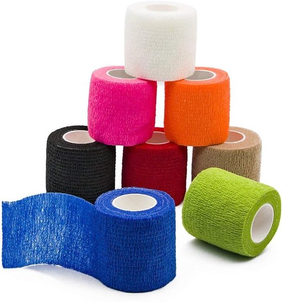 Foto: Pack of 8 adhesive cohesive bandage 5 cm x 4 5 m patch bandage finger patches elastic bandage voor fingers handen tenen voeten 8 kleuren