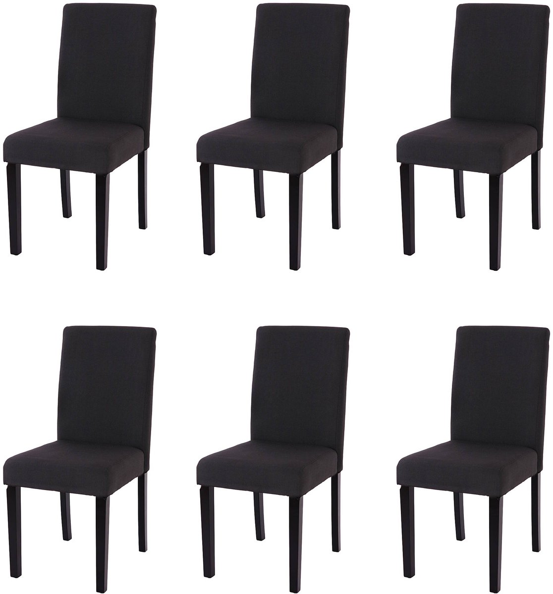 MCW Set van 6 eetkamerstoelen Keukenstoel Littau ~ textiel, zwart, donkere poten