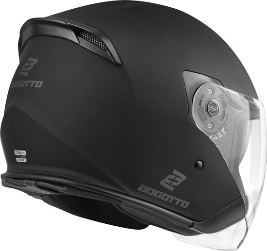 Bogotto H586 BT Solid – Casque Jet Bluetooth Intégré, Visière + Pare-Soleil, ECE 22.06
