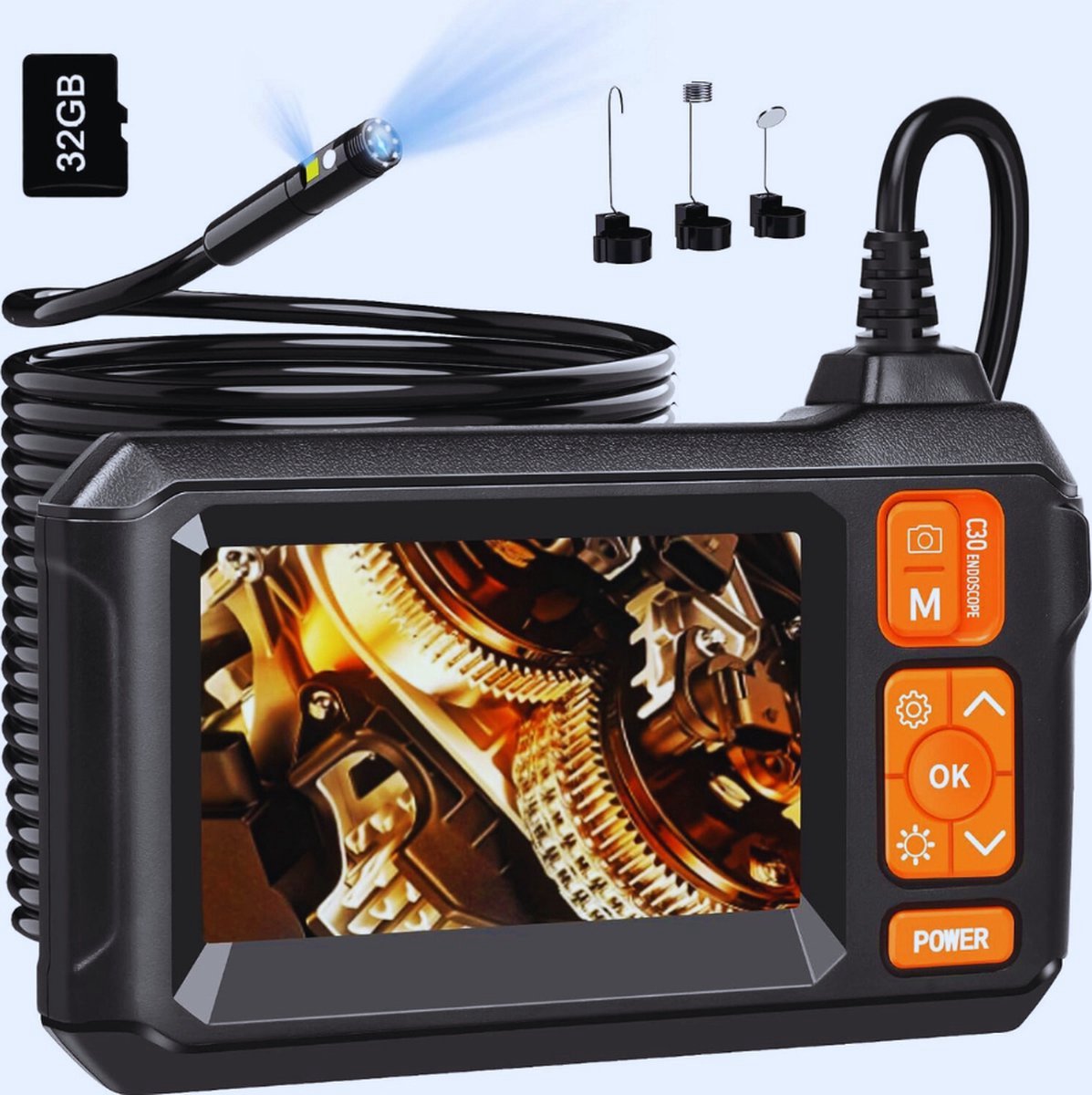 Thuys – Dubbele Lens Borescope Endoscoopcamera – Met 1080 HD – Waterdichte Rioolcamera – En 4.3 Inch LCD Scherm