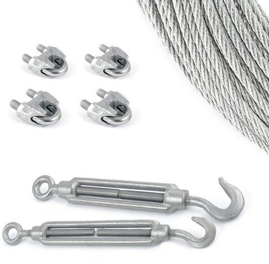 staalkabelset, 3,18 mm x 152,4 m, 316 roestvrijstalen kabel met staalkabelset, 3,18 mm x 152,4 m, 316 roestvrijstalen kabel met