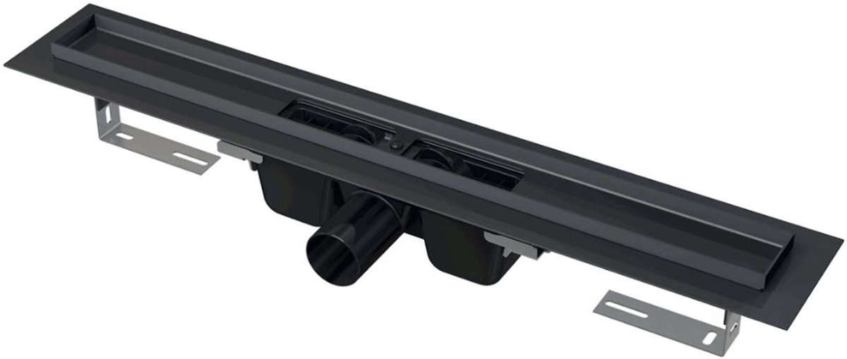 Alcadrain Douchegoten - Douchegoot 95 cm, met rand voor geperforeerd rooster, mat zwart APZ1BLACK-950
