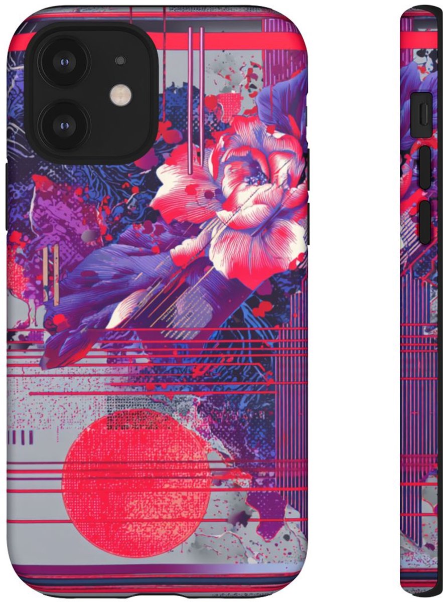 Abstracte Bloemmotieven met Neonaccenten – Telefoonhoesje Geschikt voor iPhone 12