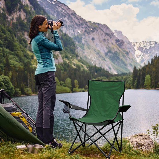 Lexorion Campingstoel - Kampeerstoel - Campingstoelen Set van 2 - Opvouwbaar Campingstoel - Strandstoel - Draagvermogen 120 kg - Klapstoel - Vouwstoel - Camping - Kamperen - Visstoel - Klapstoelen - Festival Stoel - Groen van Merkloos — afbeelding 4