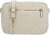 Charm London Elisa Schoudertas - Crossbody - Camerabag - Suede - Leer - Leren Dames Tas - Zand