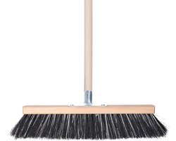 Buemag Terrastegels bezem Arenga Elaston - 40 cm - met houten steel van 140 cm - Voor beton en keramische tegels - Geen krassen