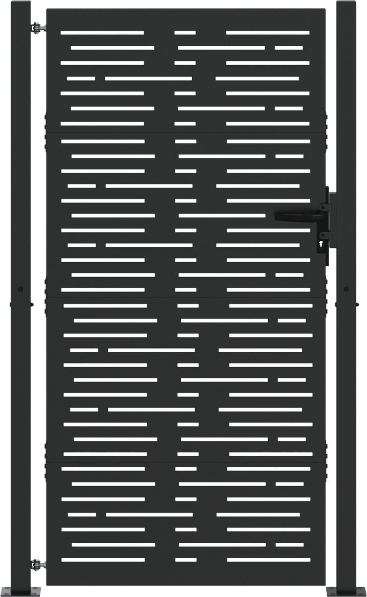 vidaXL - Tuinpoort - met - slot - Zwart - 110 - x - 180 - cm - Gepoedercoat - staal