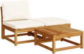 vidaXL - 3 pièces - Ensemble de salon - avec - coussins - solide - bois d'acacia