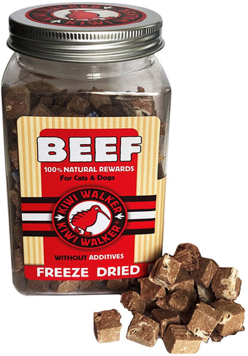 kiwi walker - snack voor honden en katten - 45 gr - beef gevriesdroogd - natuurlijk - geen additieven