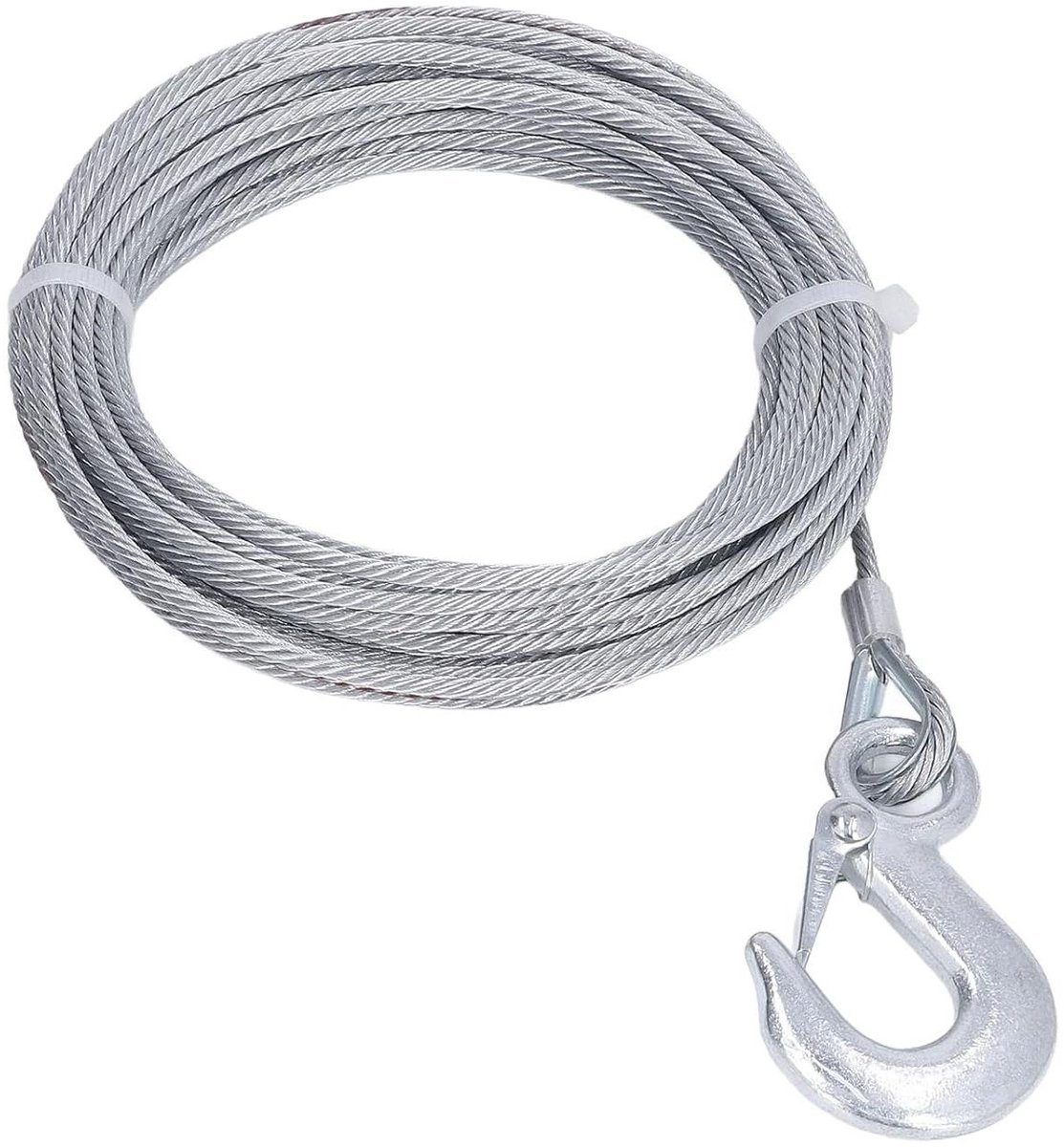 Inovra Plus - RVS Draadtouw met Haak voor Trailer - Windkabel Vervanging - Trekkoord voor Truck - Draad Touw voor ATV - Sterk en Duurzaam - 4 mm Diameter - 12m Lang - 900 Kg Draagvermogen