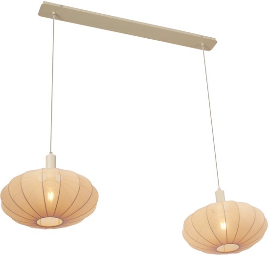 QAZQA bida - Suspension Japandi pour table à manger | dans la salle à manger - 2 lumières - L 127 cm - Beige - Salon | Chambre à coucher | Cuisine