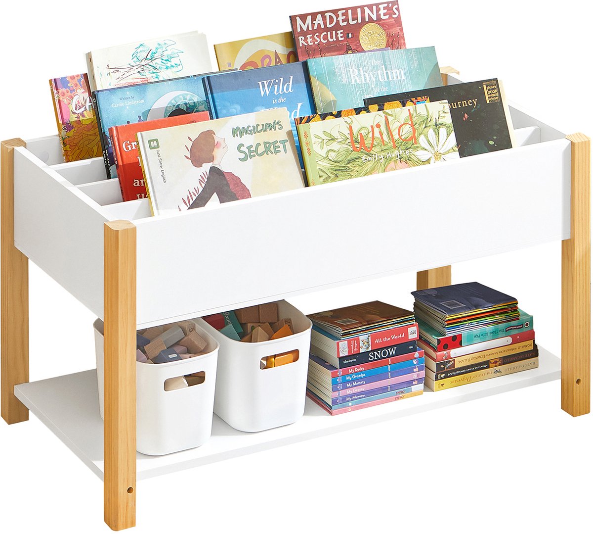 SoBuy Kinderboekenkast Boekenplank Opbergplank voor boeken en speelgoed 85 x 42 x 45 cm, KMB35-W Wit