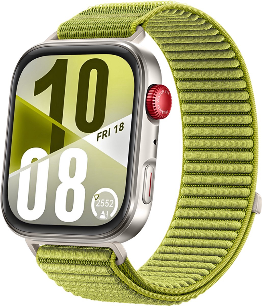 Strap-it Wave nylon bandje met klittenbandsluiting - geschikt voor Huawei Watch Fit 3 / Watch Fit 4 / Watch Fit 4 Pro / Watch Fit 5 / Watch Fit 5 Pro (groen)
