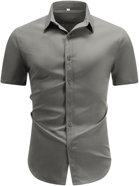 Chemise unie à manches courtes pour homme Allthemen - Chemise d'été ample à manches courtes - XL