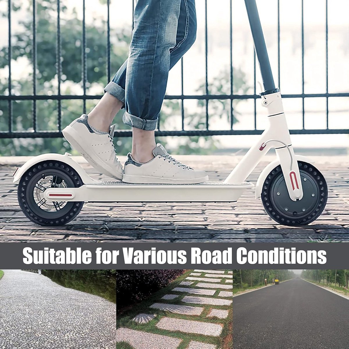 Afbeelding 3 van Set van 2 Volrubberen Anti-lek Banden voor Xiaomi Elektrische M365 Step - Volrubber - Zonder Binnenband - 8.5 Inch