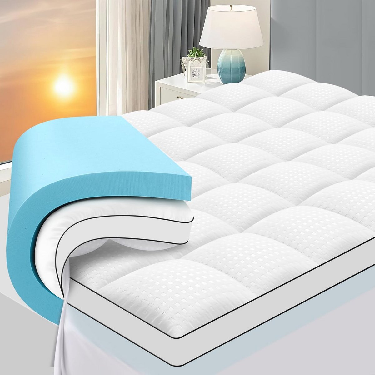 Matrastopper voor rugpijn verlichting - Super Kingsize (180 x 200 cm) met Dubbellaags Traagschuim