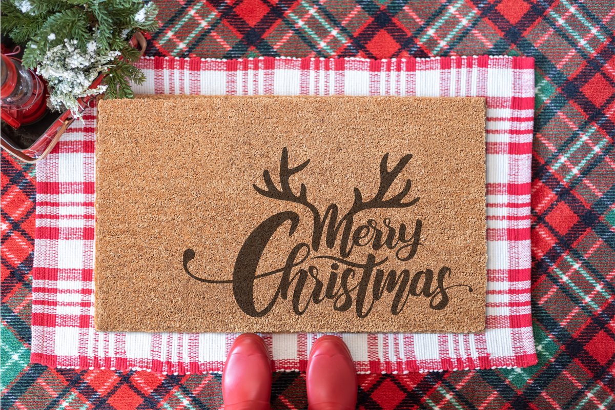 Merry Christmas | 90x60 cm | Nieuwe huis cadeau | Ingangsmat | Deurmat met stijl | Verhuizing cadeau | Praktisch & trendy | Perfect voor binnenkomst | Cadeau voor nieuwe woning