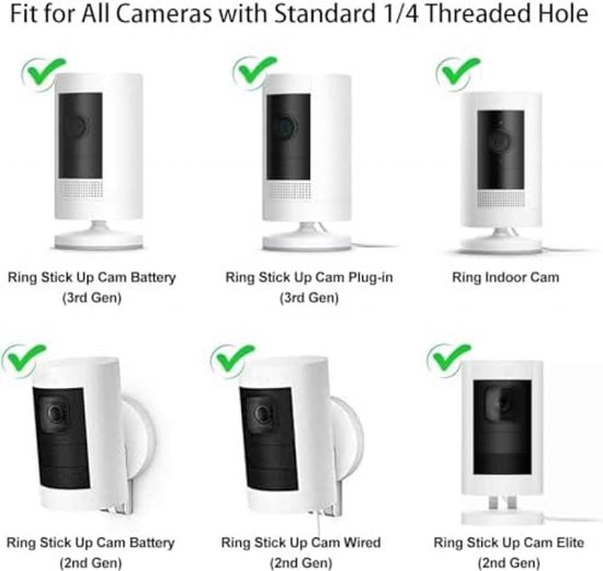 2stuks- Camera Bevestiging-Camera muurbevestiging- camera bevestigingsbeugel-camera bevestiging helm-Pakket van 2 camera-wandbevestigingen-Camerabeugels Binnen-/buitencamerabevestiging- Wandhouder voor camera - wit van Merkloos — afbeelding 5