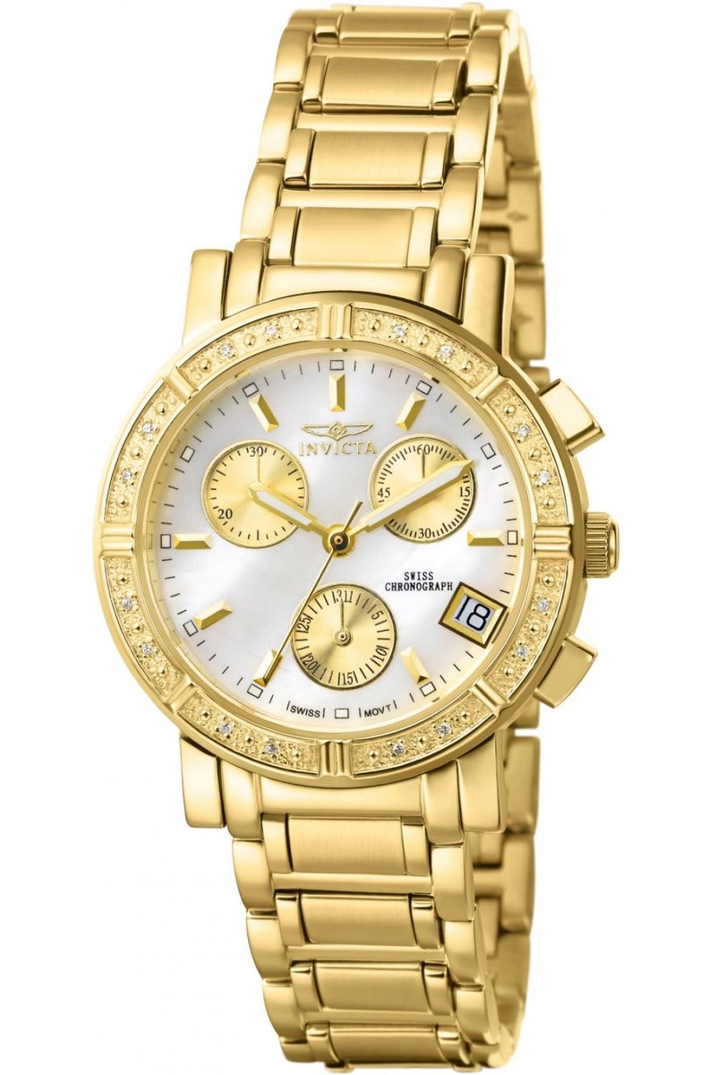 Invicta Wildflower 4720 Dames Horloge - Waterdicht - Analoog - Quartz Uurwerk - Roestvrij Staal met witte Wijzerplaat - 33mm